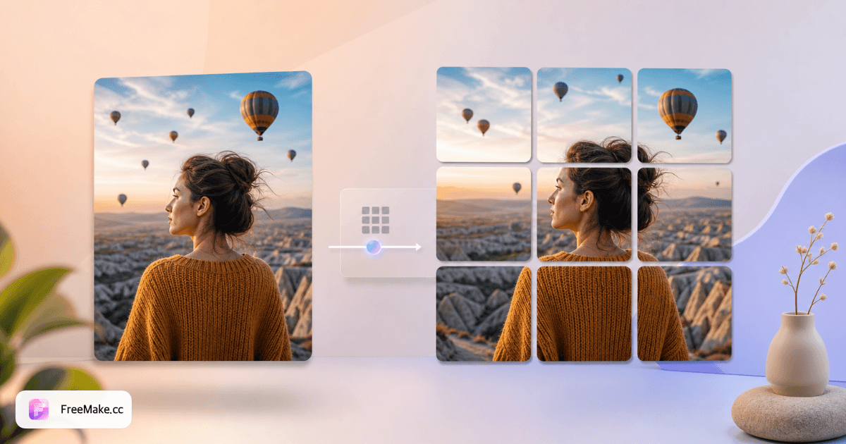 ابزار برش عکس نه شبکه‌ای FreeMake.cc